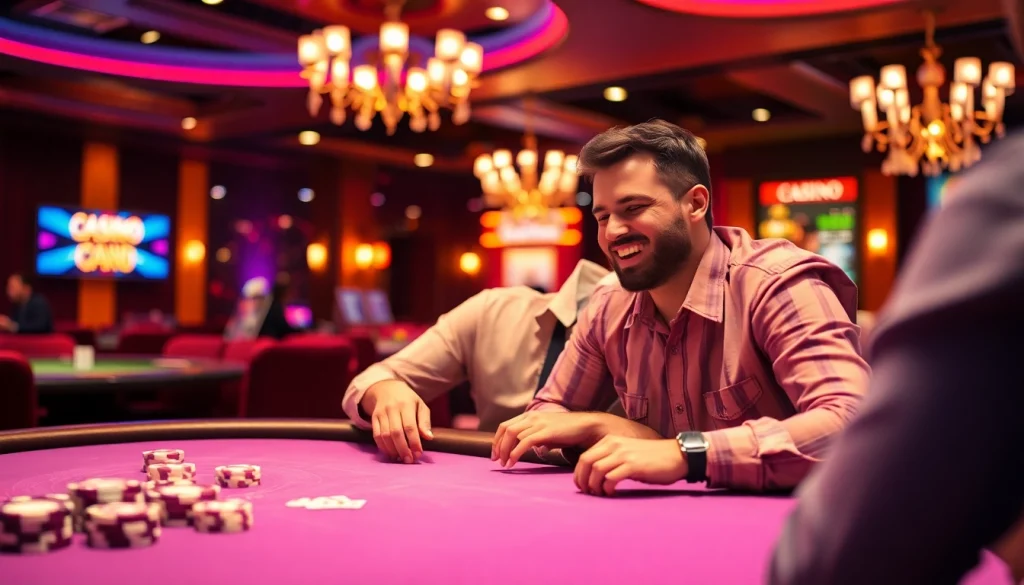 Genießen Sie den online casino bonus ohne einzahlung beim Spielen an einem Tisch mit lebhaften Lichtern.