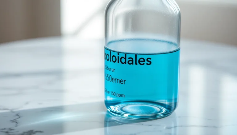 Kolloidales Silber 150 ppm showcased in a premium glass container, emphasizing purity and quality.