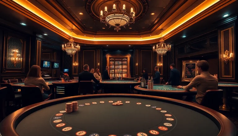 Erlebe die besten online casinos ohne deutsche lizenz in einem lebhaften Casino-Innenraum mit Spieltischen und intensiver Spielerfahrung.