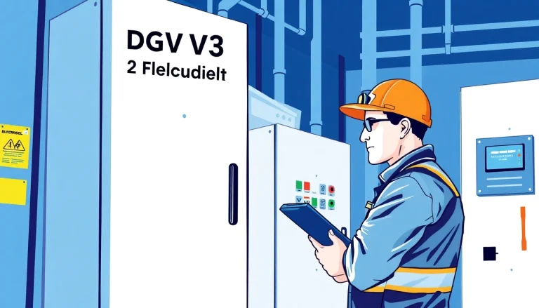 Technician performing a DGUV V3 Prüfung on electrical equipment, ensuring workplace safety and compliance.