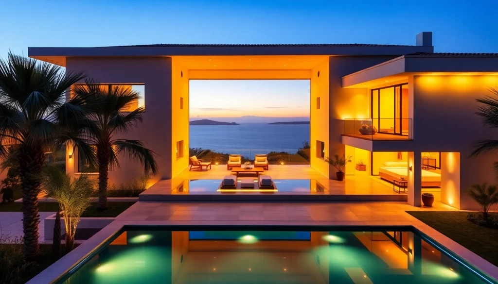 Luxurious villa showcasing nord zypern immobilien with a beautiful Mediterranean view.