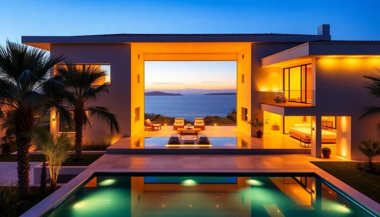 Luxurious villa showcasing nord zypern immobilien with a beautiful Mediterranean view.