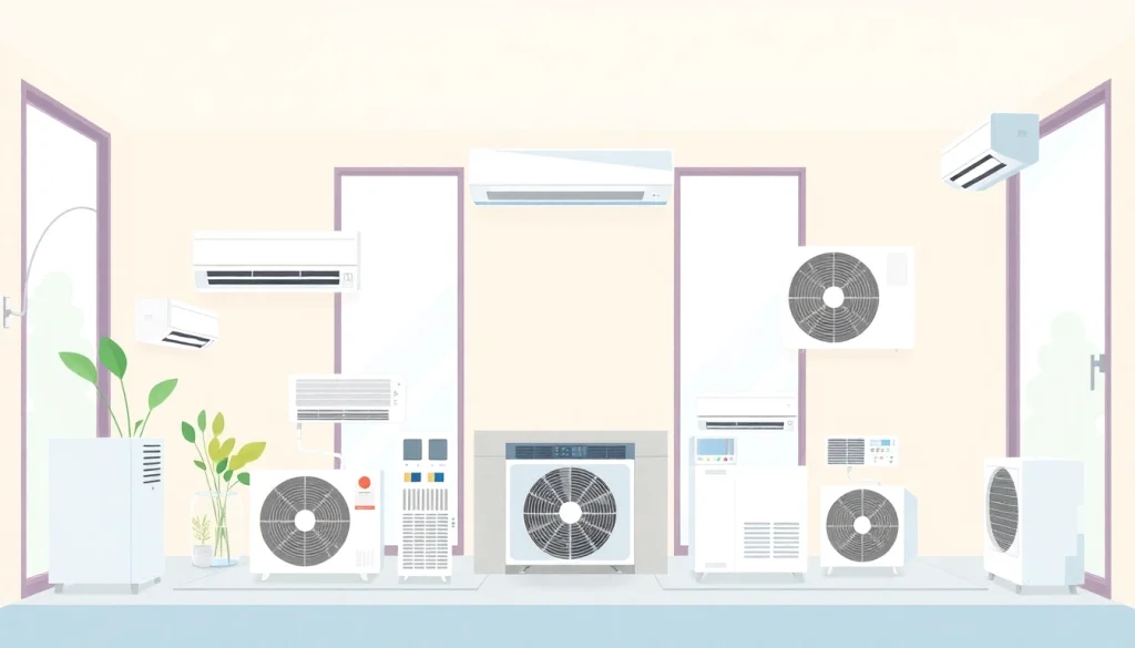 Klimaanlage kosten explained through various air conditioning system installations in a home environment.