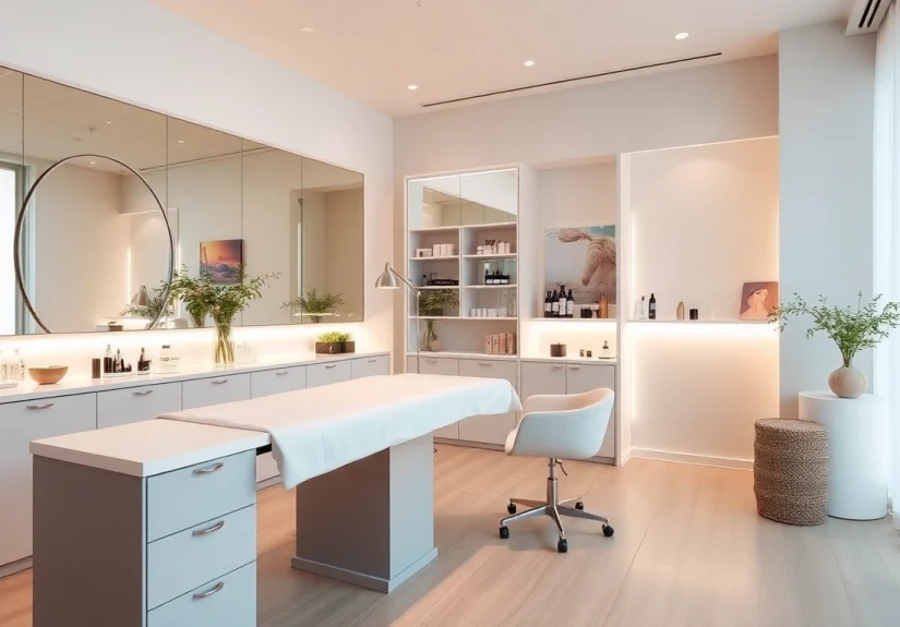 Behandlungsstuhl kosmetik in einem stilvollen Salon, ideal für entspannende Behandlungen.