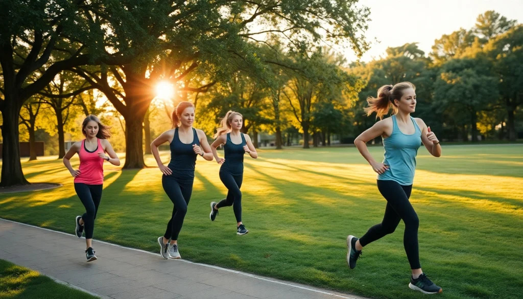 Aktive Menschen im Park, die Kniebandagen tragen, um Gelenke zu stabilisieren und Verletzungen zu vermeiden.