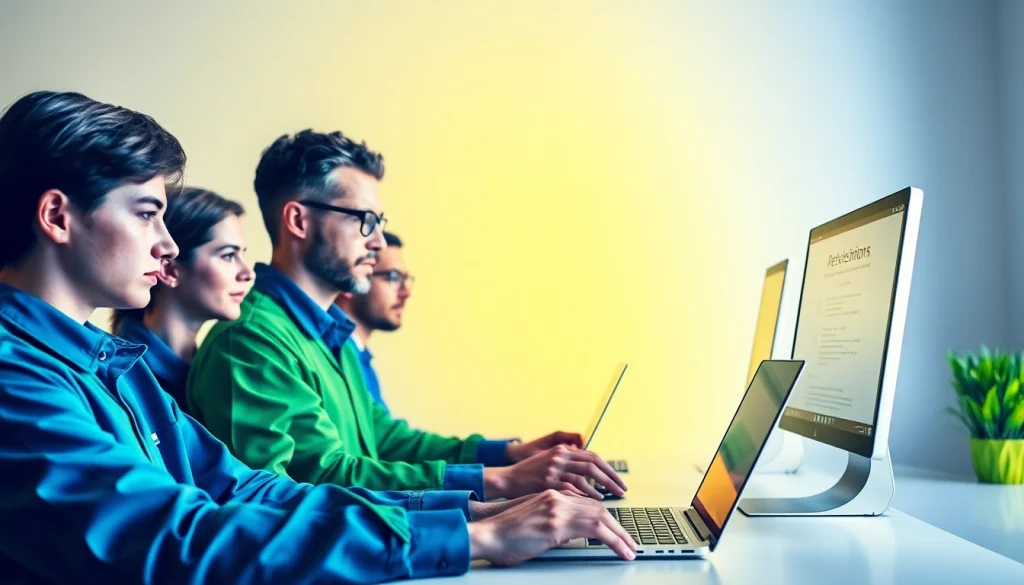 Löschdienst-Profis analysieren negative Online-Bewertungen in einem modernen Büro.