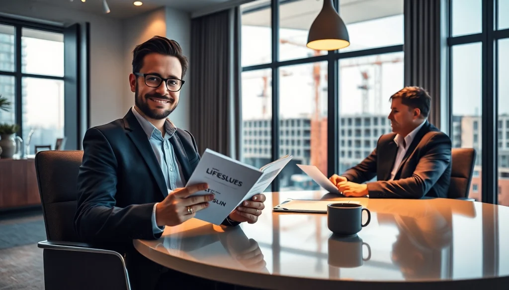 Professioneller Headhunter Baubranche führt Gespräche über Talentsuche.