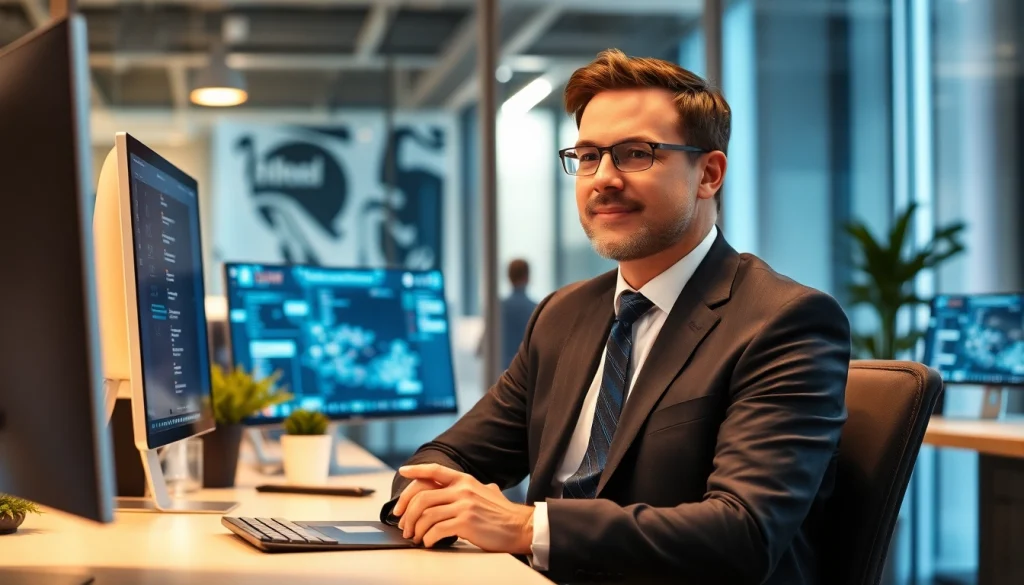 Erfolgreicher Headhunter IT führt ein Gespräch mit einem IT-Kandidaten im modernen Büro.