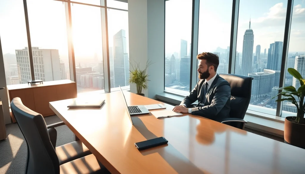 Headhunter bei einem professionellen Videokonferenz-Gespräch in einem modernen Büro.