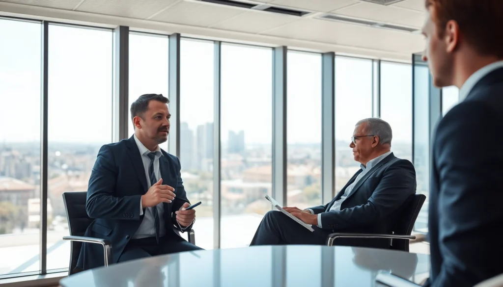 Headhunter Gelsenkirchen im Gespräch mit Klienten in modernem Büro