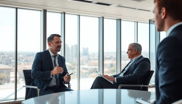 Headhunter Gelsenkirchen im Gespräch mit Klienten in modernem Büro
