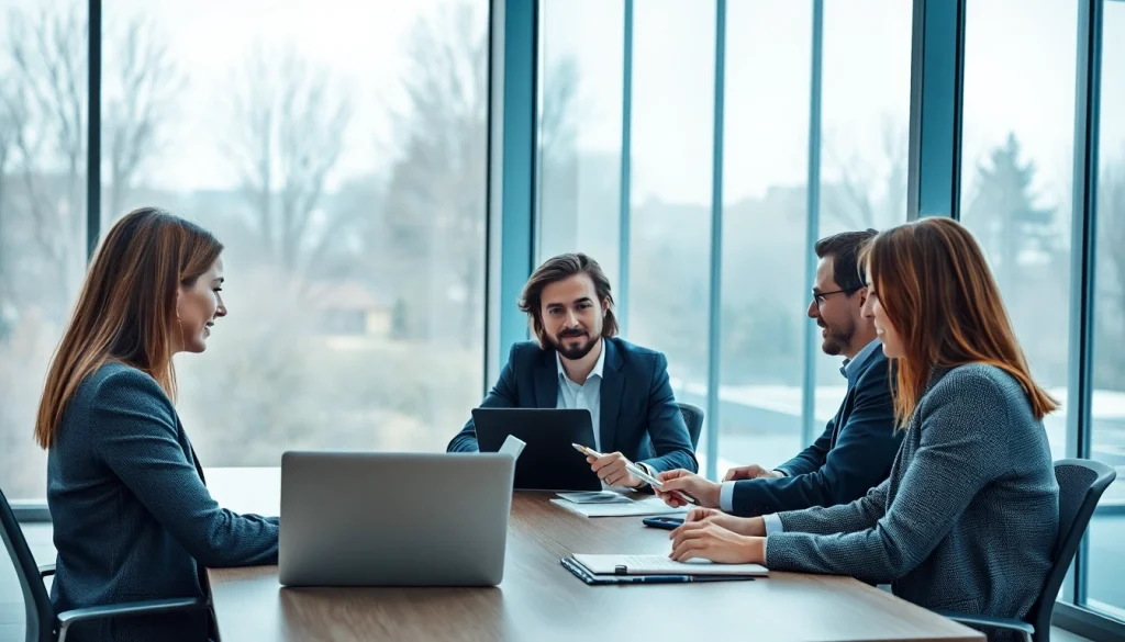 Headhunter Wolfsburg Team in modernem Büro bei der Zusammenarbeit.