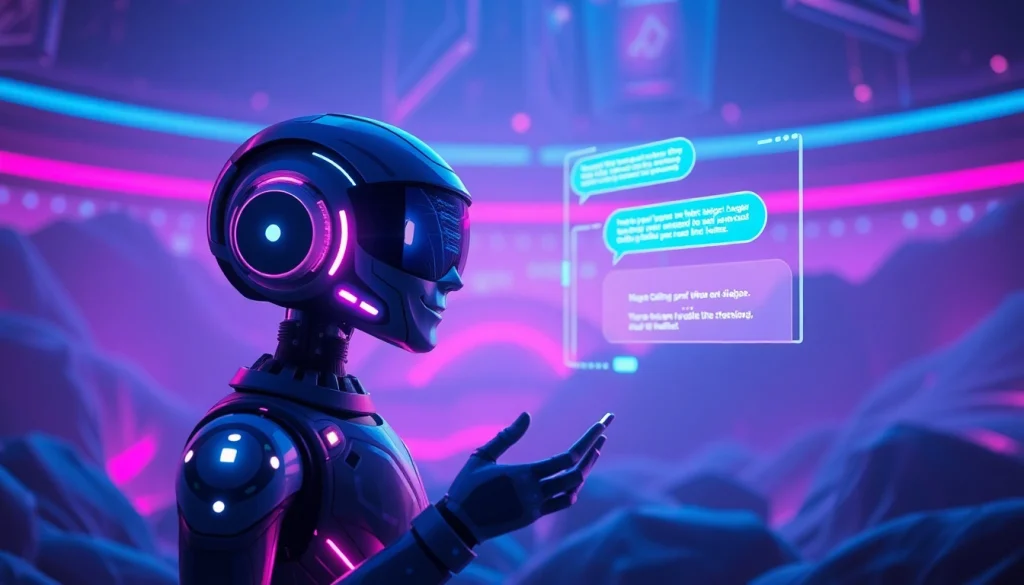 Engaging AI chat nsfw character interacting with users in a vibrant digital setting.