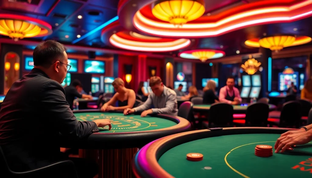 A magyar online kaszinó élményének izgalma és vibrálása, játékosokkal az asztaloknál.